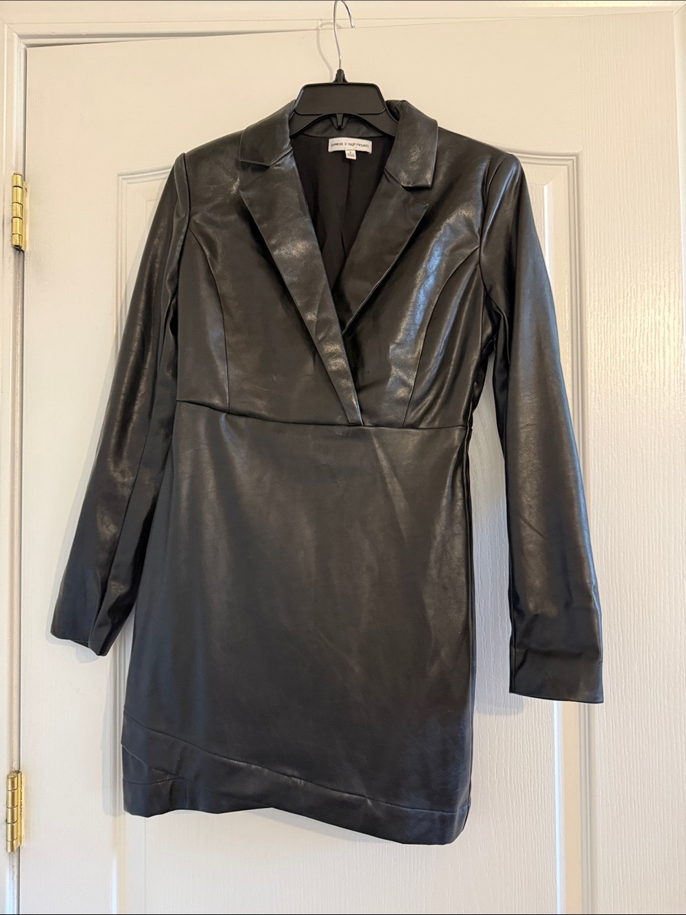 Express Black Faux Leather Blazer Dress